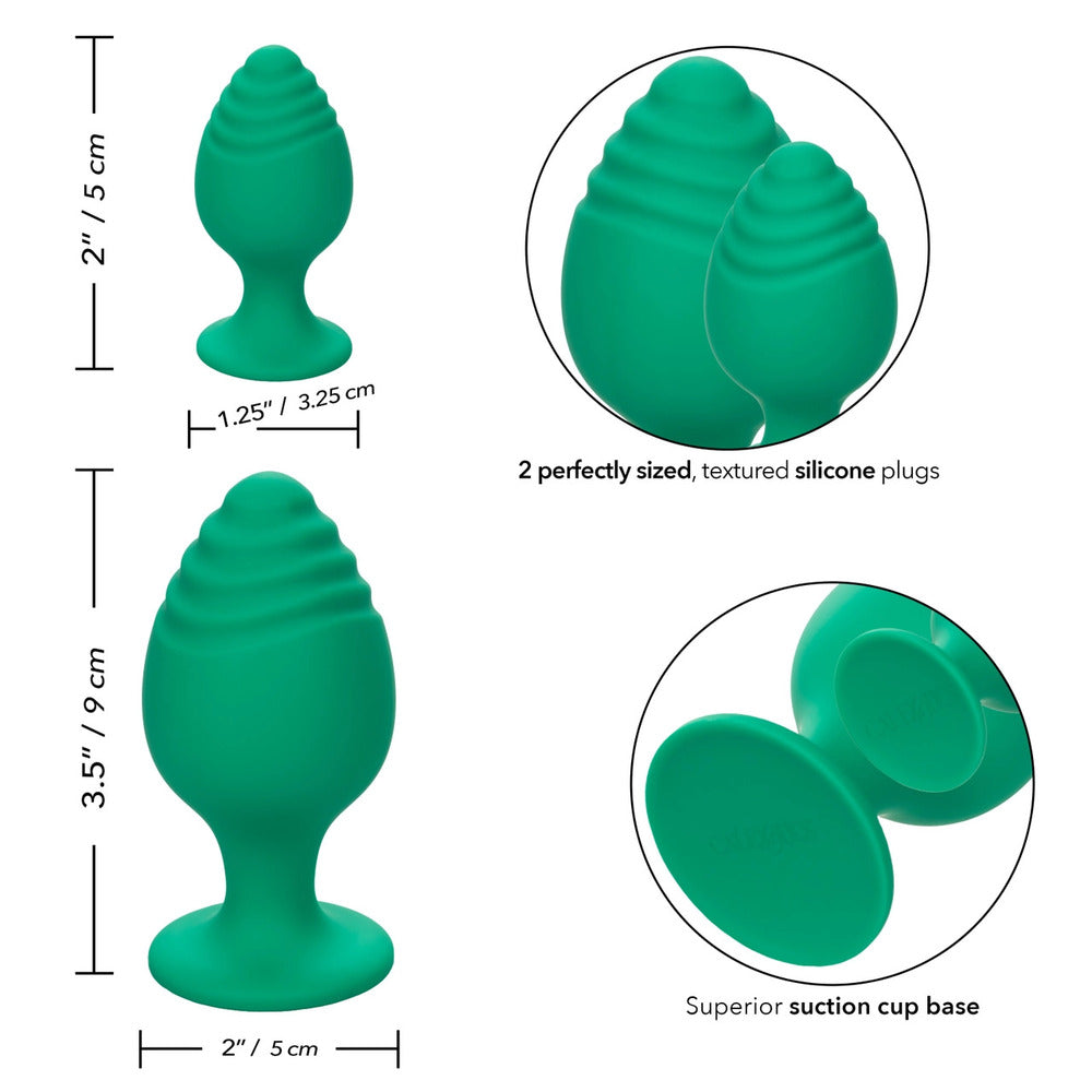 Cheeky Green Butt Plug Duo with Suction Cup Base