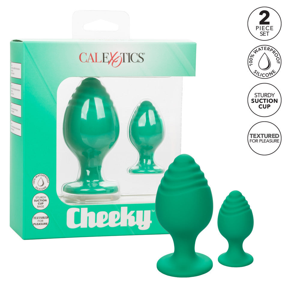 Cheeky Green Butt Plug Duo with Suction Cup Base