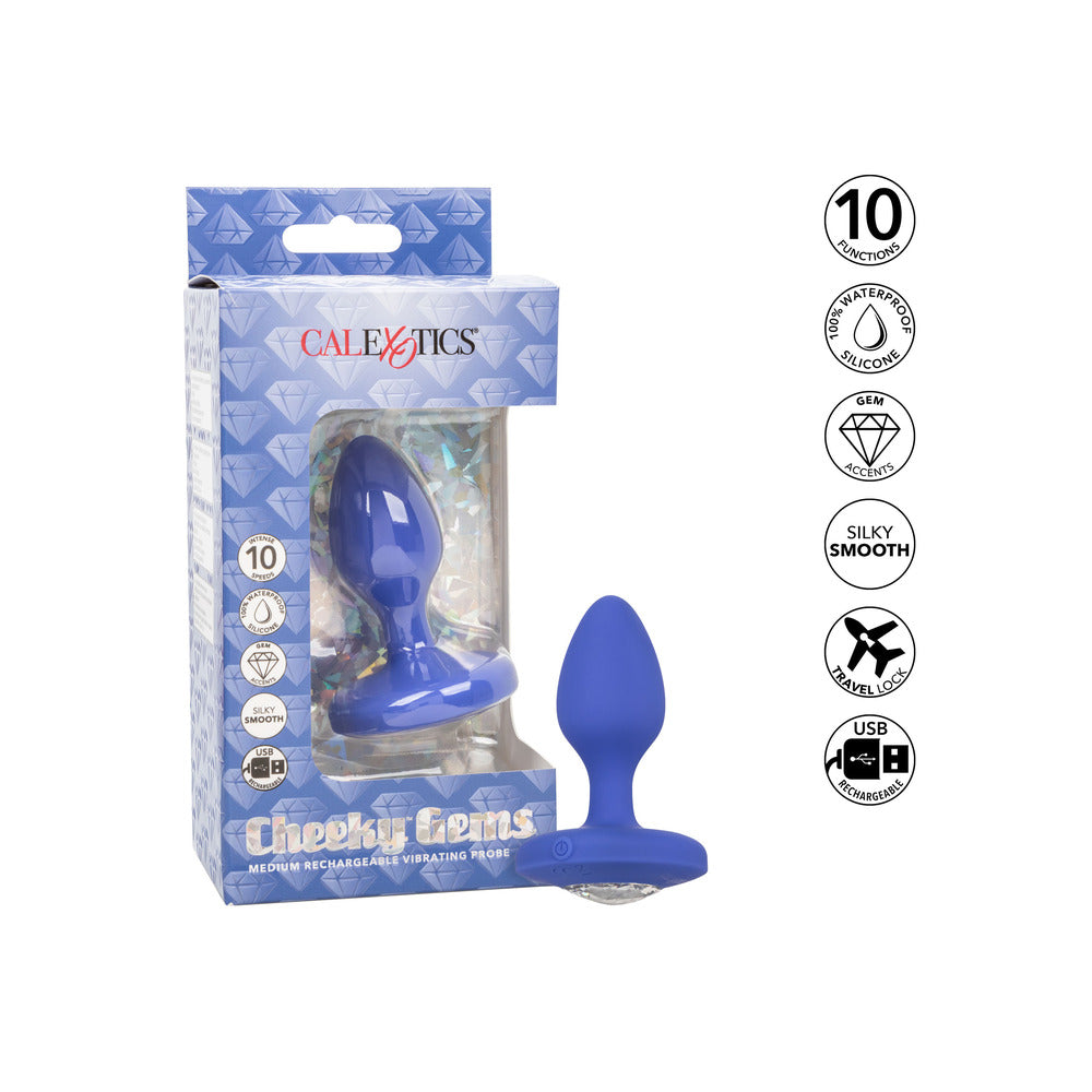 Cheeky Gems Pink Medium Rechargeable Vibrating Butt Plug