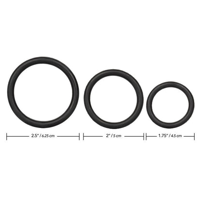 California Exotic 3-Piece Rubber Cock Ring Set Measurements