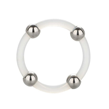 Intimate Bliss Black Silicone Ring Large Steel Beaded