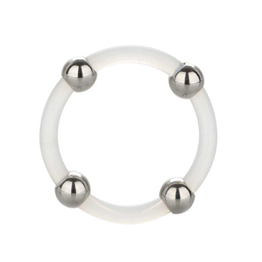 Intimate Bliss Black Silicone Ring Large Steel Beaded