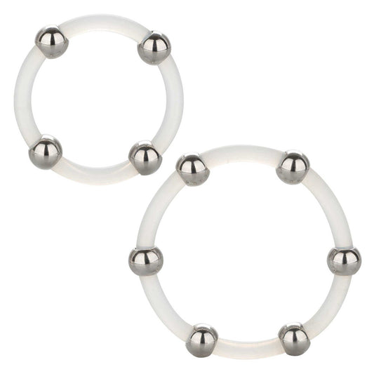 Passionate Black Silicone Ring Set with Steel Beads