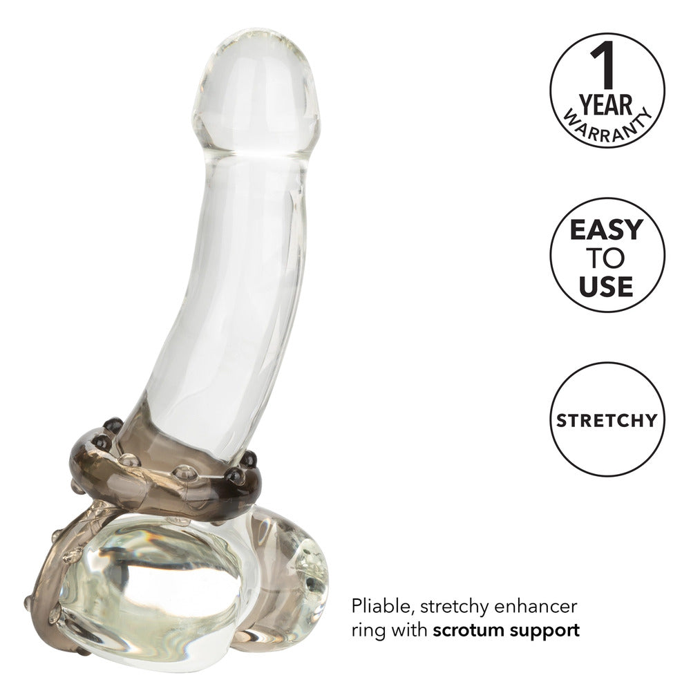 All Star Enhancer Double Cock Ring Set on Clear Dildo