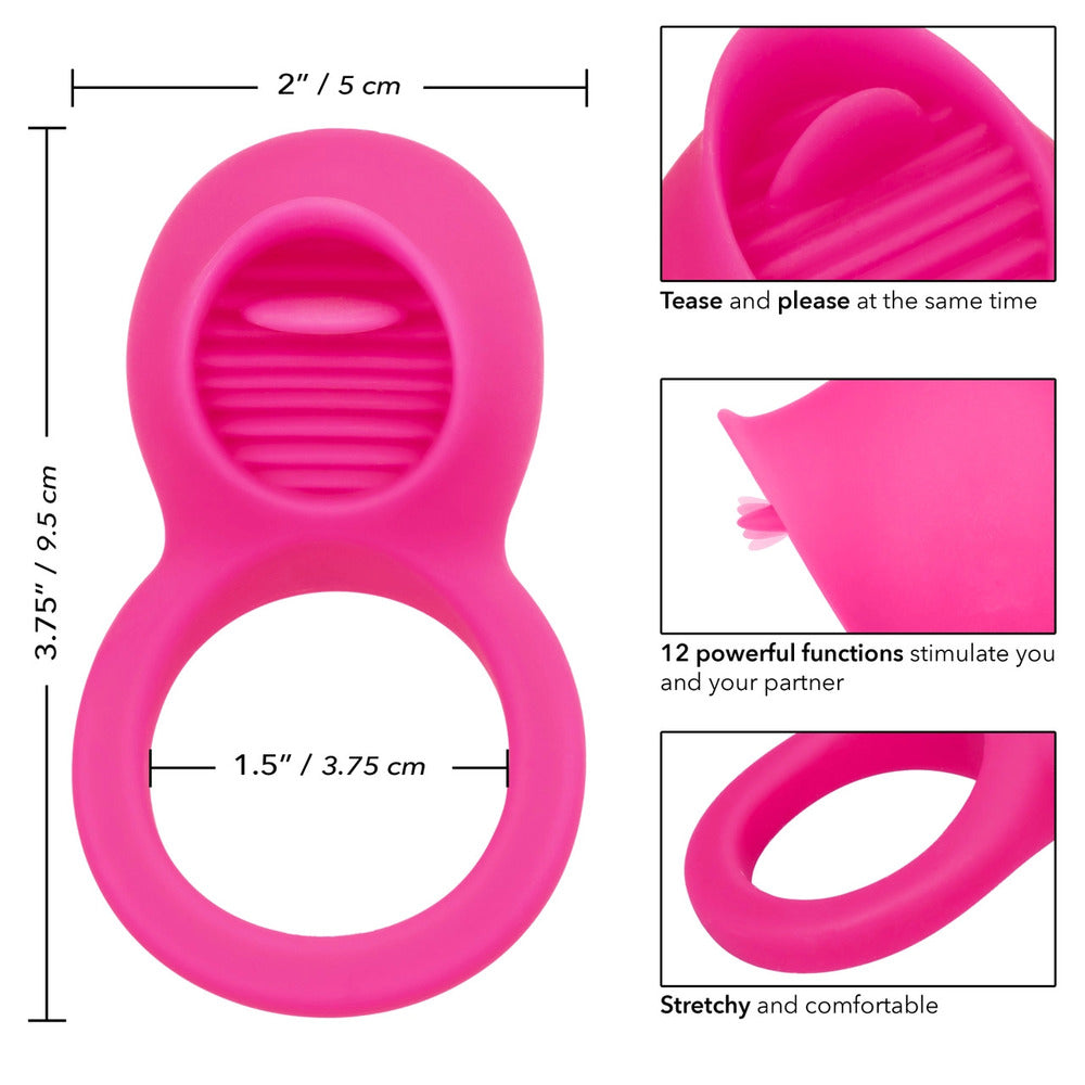 PassionWave Black Rechargeable Teasing Tongue Enhancer Cock Ring