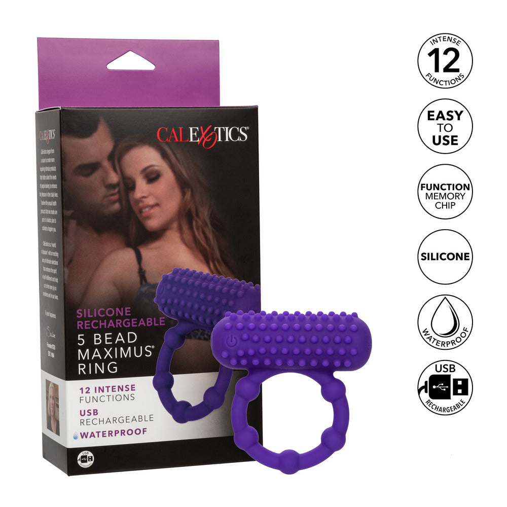 California Exotic 5 Bead Maximus Rechargeable Cock Ring Packaging
