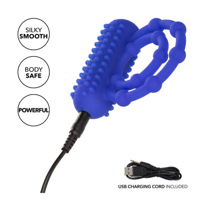 California Exotic Blue 10-Bead Maximus Cock Ring