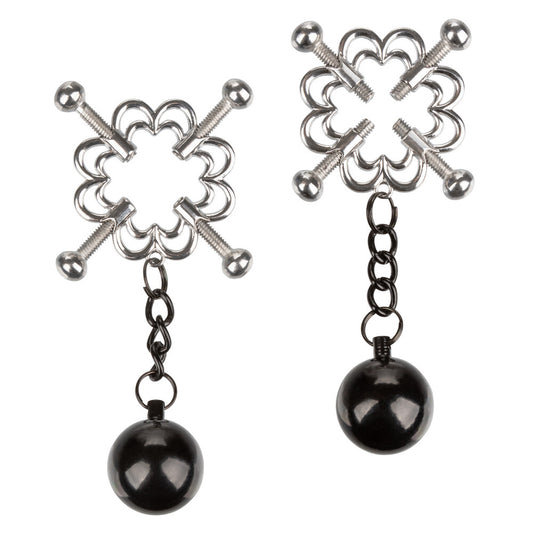 PleasureCraft Silver Nipple Grips 4 Point Weighted Press