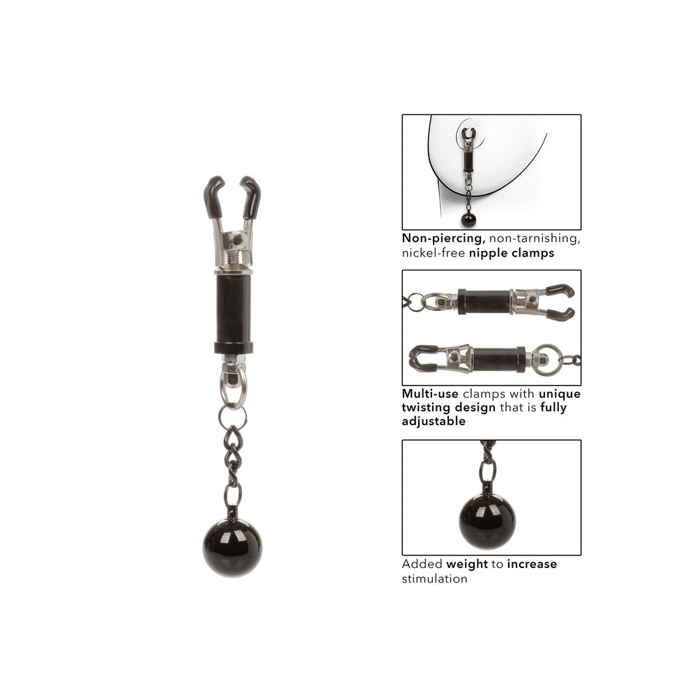 Nipple Grips Black Weighted Twist Nipple Clamps Adjustable Pressure