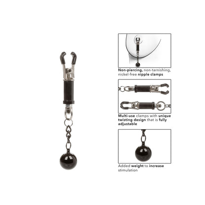 Nipple Grips Black Weighted Twist Nipple Clamps Adjustable Pressure