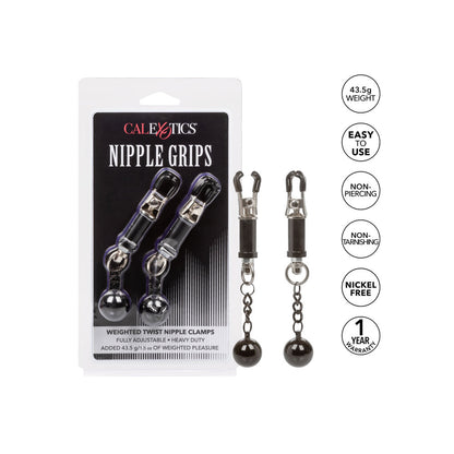 Nipple Grips Black Weighted Twist Nipple Clamps Adjustable Pressure