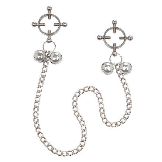 Pleasure Haven Silver Adjustable Nipple Grips with Bells