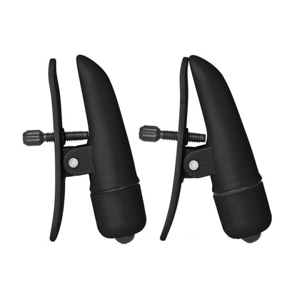 Nipplettes Black Adjustable Vibrating Nipple Clamps