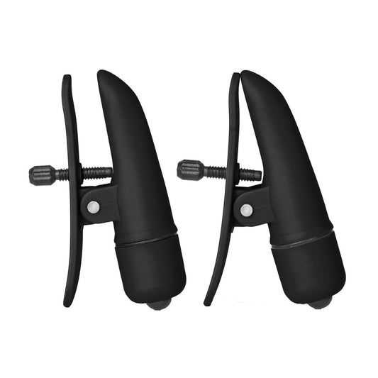 Nipplettes Black Adjustable Vibrating Nipple Clamps