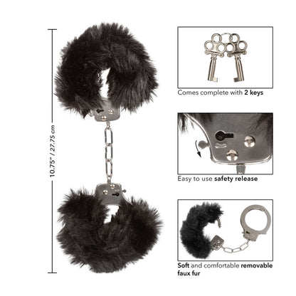 Furry Fetish Black Fluffy Cuffs with Adjustable Fit