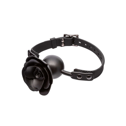 CalExotics Black Forbidden Rose Gag with Removable Design
