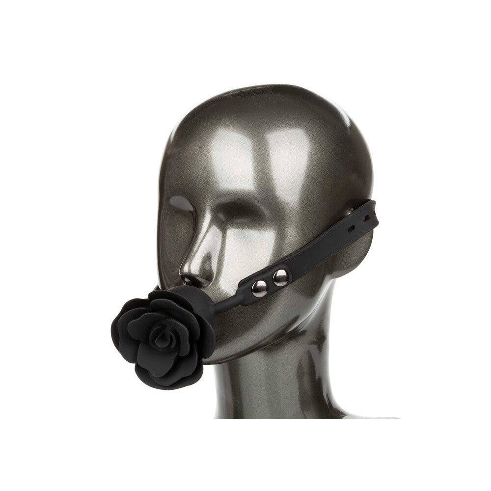 CalExotics Black Forbidden Rose Gag with Removable Design