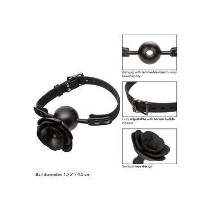 CalExotics Black Forbidden Rose Gag with Removable Design