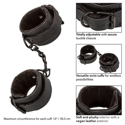 Boundless Black Vegan Leather Wrist Cuffs with Clasps