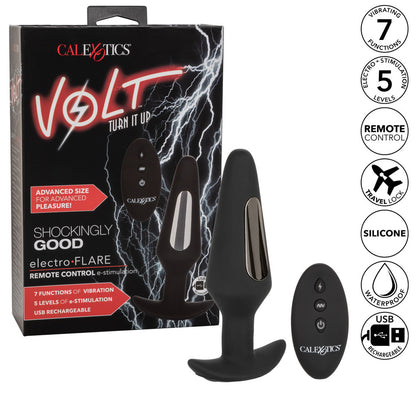 Volt Black Electro-Flare EStim Butt Plug with Remote Control