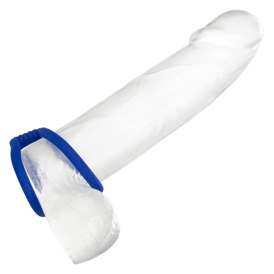 California Exotic Admiral Dual Cock Cage on Clear Dildo