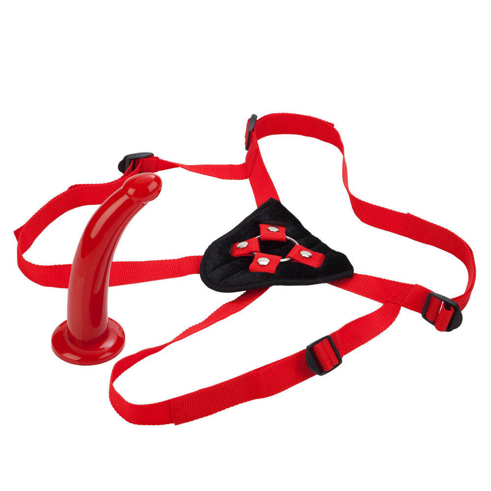 Sophias Red Strap On G-Spot Dildo with Adjustable Harness