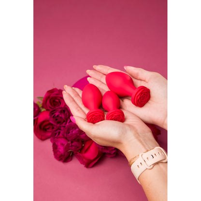 Secret Kisses Pink Anal Plug Set with Hypoallergenic Silicone