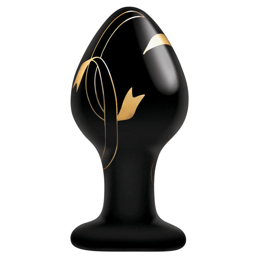 Secret Kisses Black Glass Butt Plug for Beginners 3.5 Inch