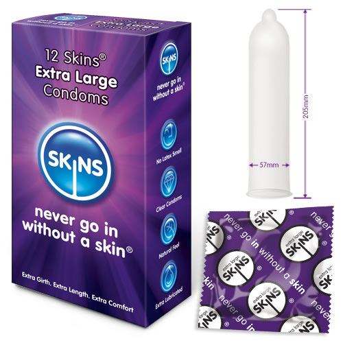 Skins Premium Extra Large Condoms Clear 12 Pack