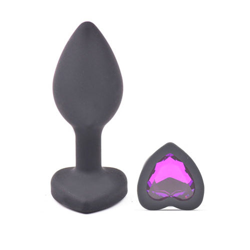 Elegant Pleasure Black Heart Shaped Diamond Base Butt Plug