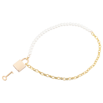Sex and Mischief Pearl Gold Day Collar with Lock Key