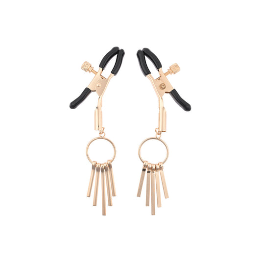 Sex and Mischief Gold Adjustable Rubber-Tipped Nipple Clamps