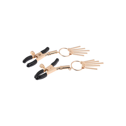 Sex and Mischief Gold Adjustable Rubber-Tipped Nipple Clamps