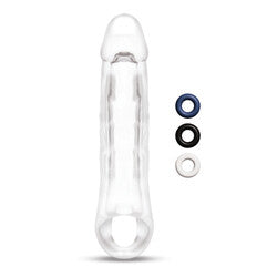 Size Up Transparent Clear 2 Inch Penis Extender with Realistic Design and Stamina Rings