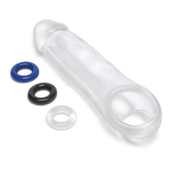 Size Up Transparent Clear 2 Inch Penis Extender with Realistic Design and Stamina Rings