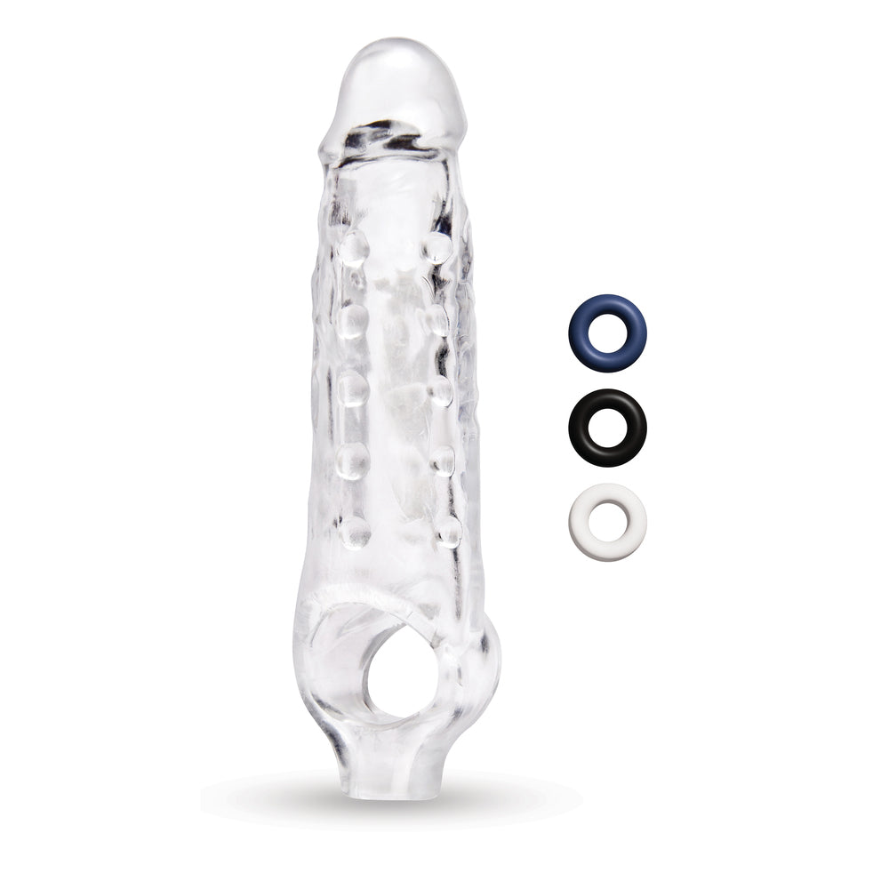 Size Up Clear 1 Inch Realistic Extender with Textured Pleasure Nubs