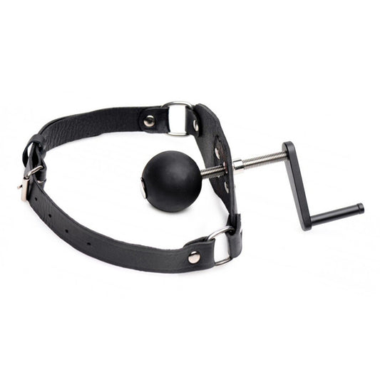 Killer Black Leather Mouth Gag with Hard Rubber Ball