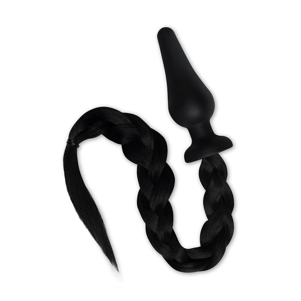 Furry Tales Black Pony Tail Butt Plug with Realistic Tail