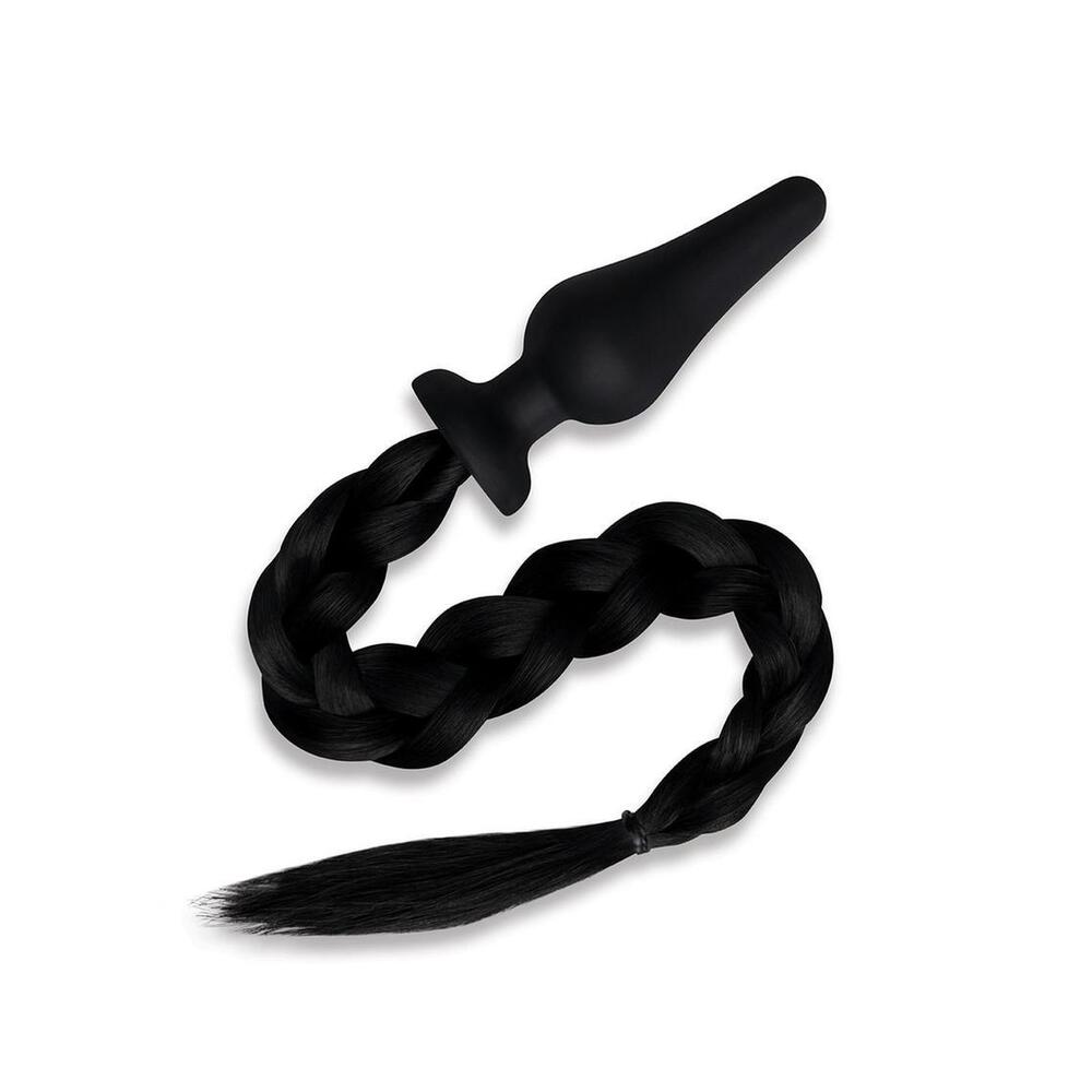 Furry Tales Black Pony Tail Butt Plug with Realistic Tail