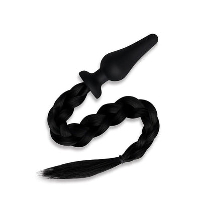 Furry Tales Black Pony Tail Butt Plug with Realistic Tail