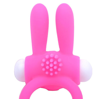 Pleasure Garden Pink Silicone Rabbit Cock Ring with Bullet