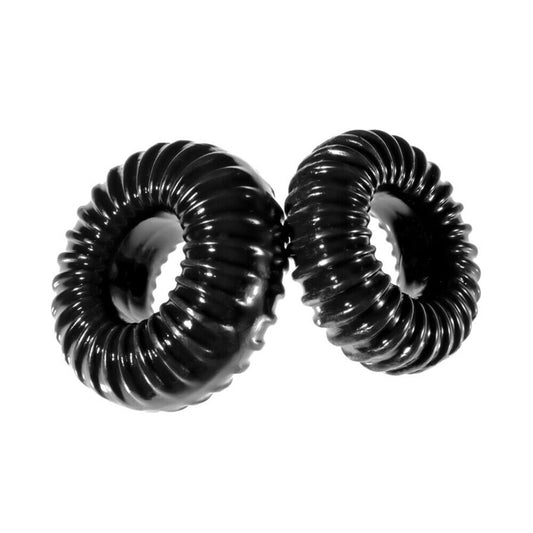 Perfect Fit Black Slim Ribbed Cock Rings 2 Pack