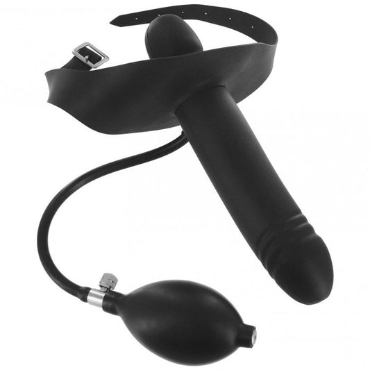 Adventurous Rubber Inflatable Gag with Dildo for Couples