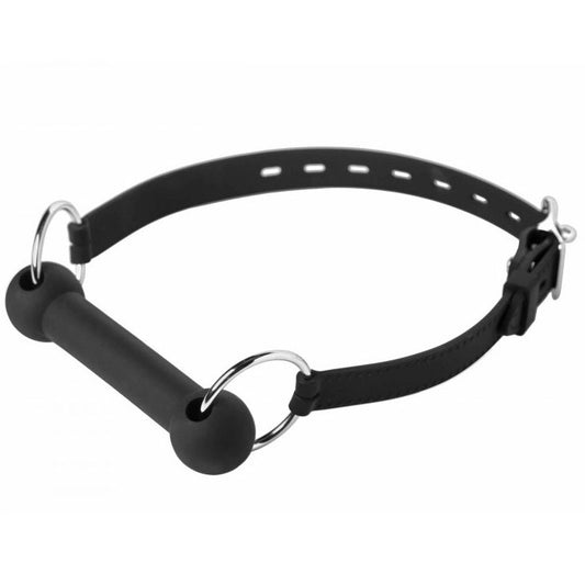 Mr. Ed Black Lockable Silicone Horse Bit Gag with Straps