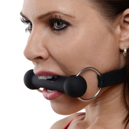 Mr. Ed Black Lockable Silicone Horse Bit Gag with Straps