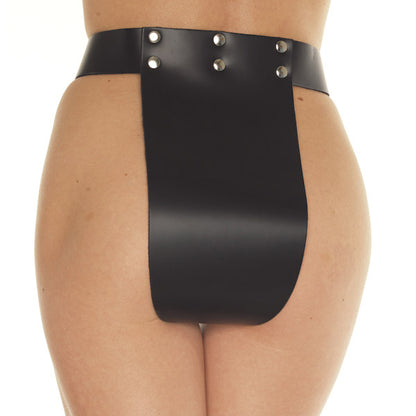 Premium Leather Black Chastity Brief with Padlock Closure