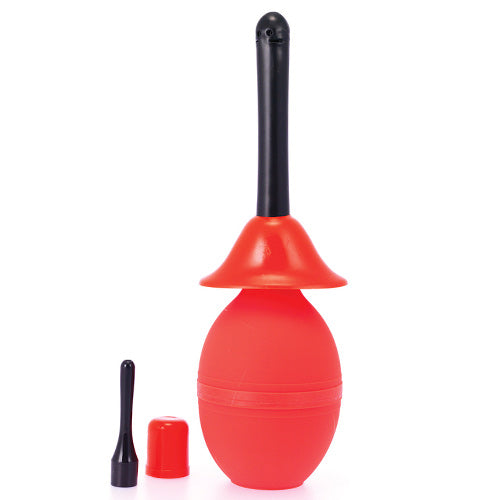 Vibrant Red Rinser Enema with Interchangeable Heads