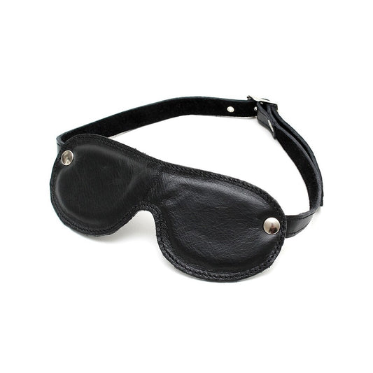 Luxury Leather Black Cushioned Blindfold for Elevated Sensory