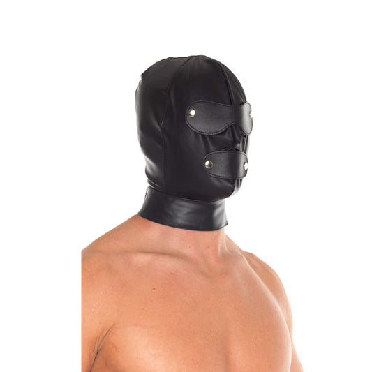 Rimba Black Leather Full Face Mask With Detachable Blinkers

