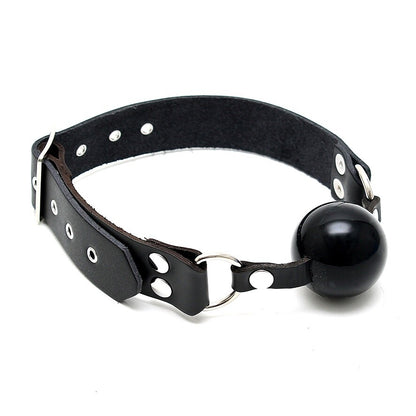 Genuine Leather and Silicone Black Ball Gag